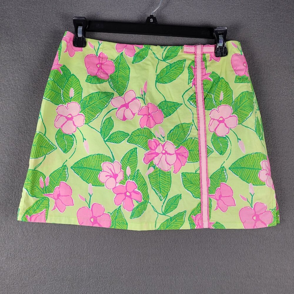 Lilly Pulitzer Skort Skirt 2 Green Pink Floral